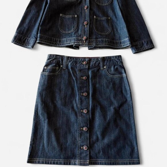 Nautica Dark Wash Denim Jean Skirt and Jacket Matching Set - Picture 2 of 6